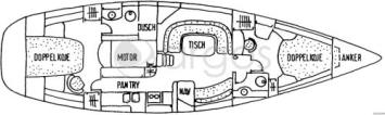 Yachtcharter Oceanis 44 CC layout 2 Cab 2 WC