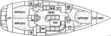 Yachtcharter Oceanis 440 3cab layout