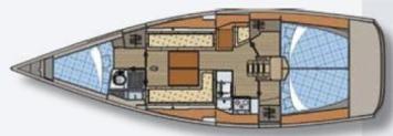 Yachtcharter Elan 380 Grundriss 3 Cab 1 WC