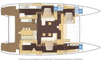Yachtcharter lagoon 620 3 cabins layout