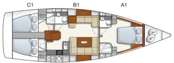 Yachtcharter Hanse 445 3Cab 2WC Grundriss