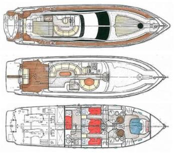 Yachtcharter Raffaelli Maestrale 53 Grundriss 3 Kab 2 WC 1