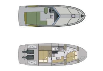 Yachtcharter Tornado 38 Cruising Grundriss 3 Cab 1 WC