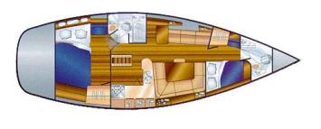 Yachtcharter Hunter 410 Grundriss 2 Kab 2 WC