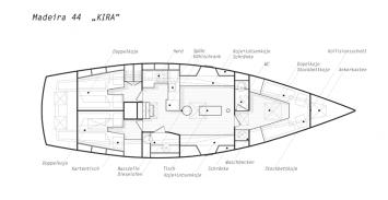 Yachtcharter Madeira 44 Grundriss 3 Cab 1 WC