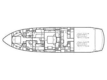 Yachtcharter Sunseeker Predator 82 Grundriss 4 Kab 4 WC