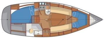 Yachtcharter Delphia 29.2 Grundriss 2 Kab 1 WC