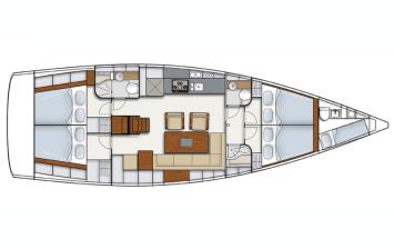 Yachtcharter Hanse 495 4+1 Kab 2+1 WC Grundriss
