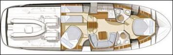 Yachtcharter Prestige 500 Grundriss 3 Cab 2 WC