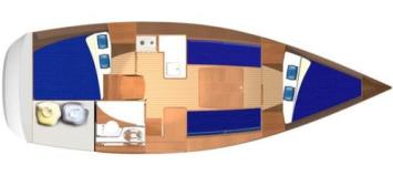 Yachtcharter Dufour 325 Grundriss 2 Cab 1 WC