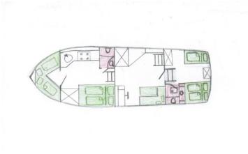 Yachtcharter DeGroot 43 Fly_3Cab/Grundriss
