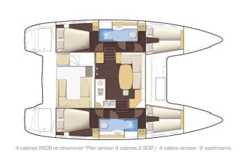 Yachtcharter lagoon 400 s2 4 cabin floor plan