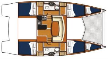 Yachtcharter Leopard 39 PC (4+2Cab/2WC) Grundriss