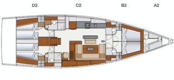Yachtcharter Hanse 575 (4+1Cab:4+1WC) Grundriss