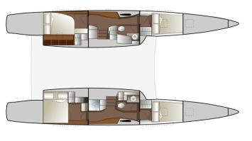 Yachtcharter OUTREMER 49 4cab 2WC Grundriss