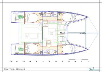 Yachtcharter Bavaria Nautitech open 40 4cab layout