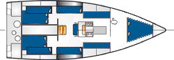 Yachtcharter Jumbo 40   3Cabinen/1WC   Grundriss