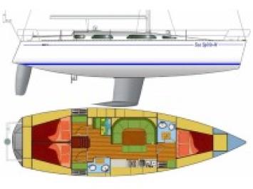 Yachtcharter Sea Spirit 44 3cab 2WC Grundriss