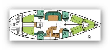 Yachtcharter jeanneau sun odyssey 51 Cab 4 layout