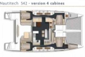 Yachtcharter Nautitech 542 4+1Cab 4WC Grundriss