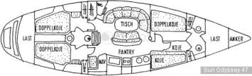 Yachtcharter Sun Odyssey 47 4 Cab Layout