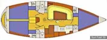 Yachtcharter Sun Fast 39 (3Cab/2WC) Grundriss