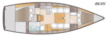 Yachtcharter Salona 35 (2 Cab/1WC) Grundriss