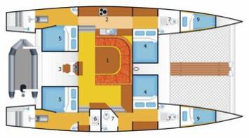 Yachtcharter Faraway 48 (4+2/4WC) Grundriss