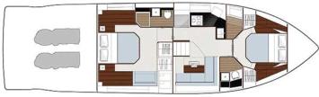 Yachtcharter Sealine F 48 2Cab 2WC Grundriss