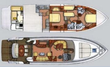 Yachtcharter Dominator 64S 3+1Cab 3WC Grundriss