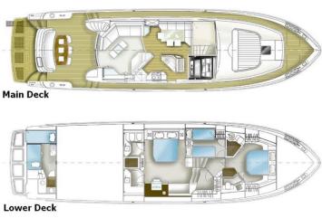 Yachtcharter Dominator 68 S (3+1Cab 3WC)Grundriss