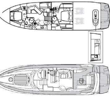 Yachtcharter Sunseeker Predator 62 Grundriss