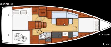 Yachtcharter Oceanis 38 2cab layout