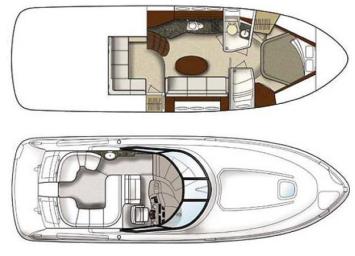 Yachtcharter Sea Ray 390 Sundancer 1Cab 1WC Grundriss