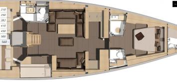 Yachtcharter Dufour 560 Grand Large 4Cab Layout