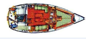 Yachtcharter Balaton 31 Grundriss 2 Kabinen