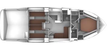 Yachtcharter Bavaria S45 open 3cab layout