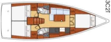 Yachtcharter Oceanis 38.1 3cab layout