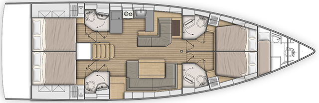 Oceanis 51.1 (4+1cab/4+1wc) Sketch