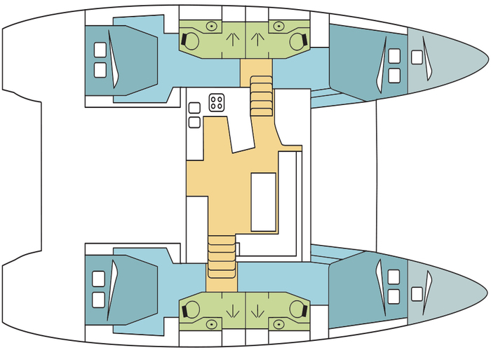 Lagoon 450 S – Grundriss 4 Kabinen