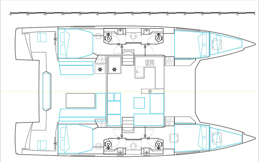 Nautitech 46 Fly (4+1cab) Sketch