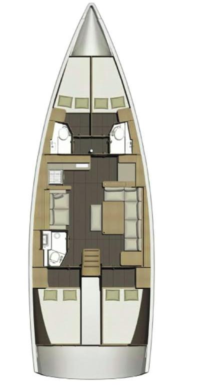 Dufour 460 Grand Large – Grundriss 4 Kabinen