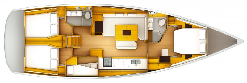 Sun Odyssey 519 – Grundriss 4 Kabinen
