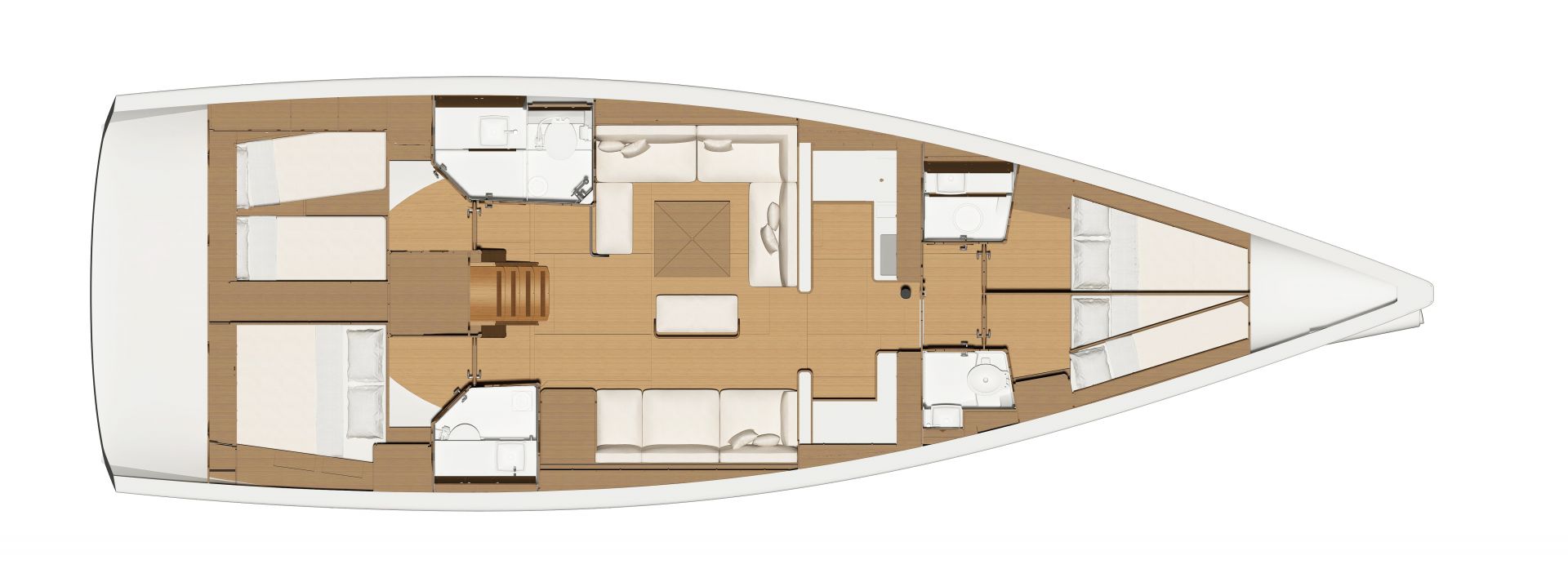 Dufour 520 Grand Large – Grundriss 4 Kabinen