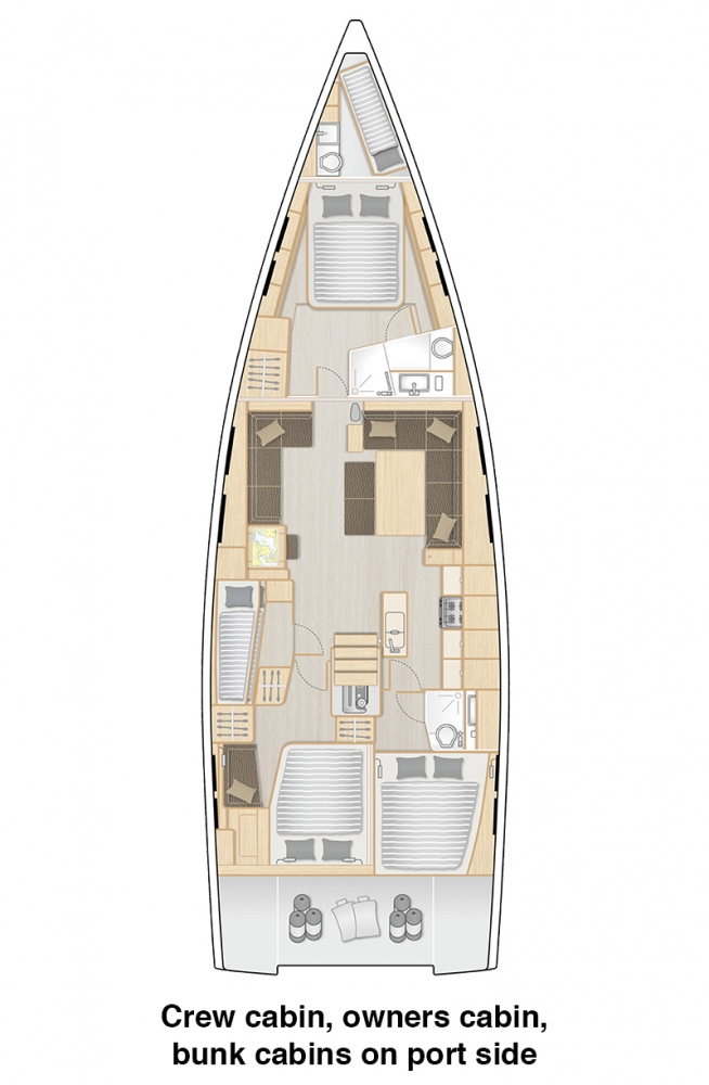 Hanse 548 – Grundriss 5 Kabinen