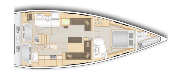 Hanse 548 – Grundriss 3 Kabinen
