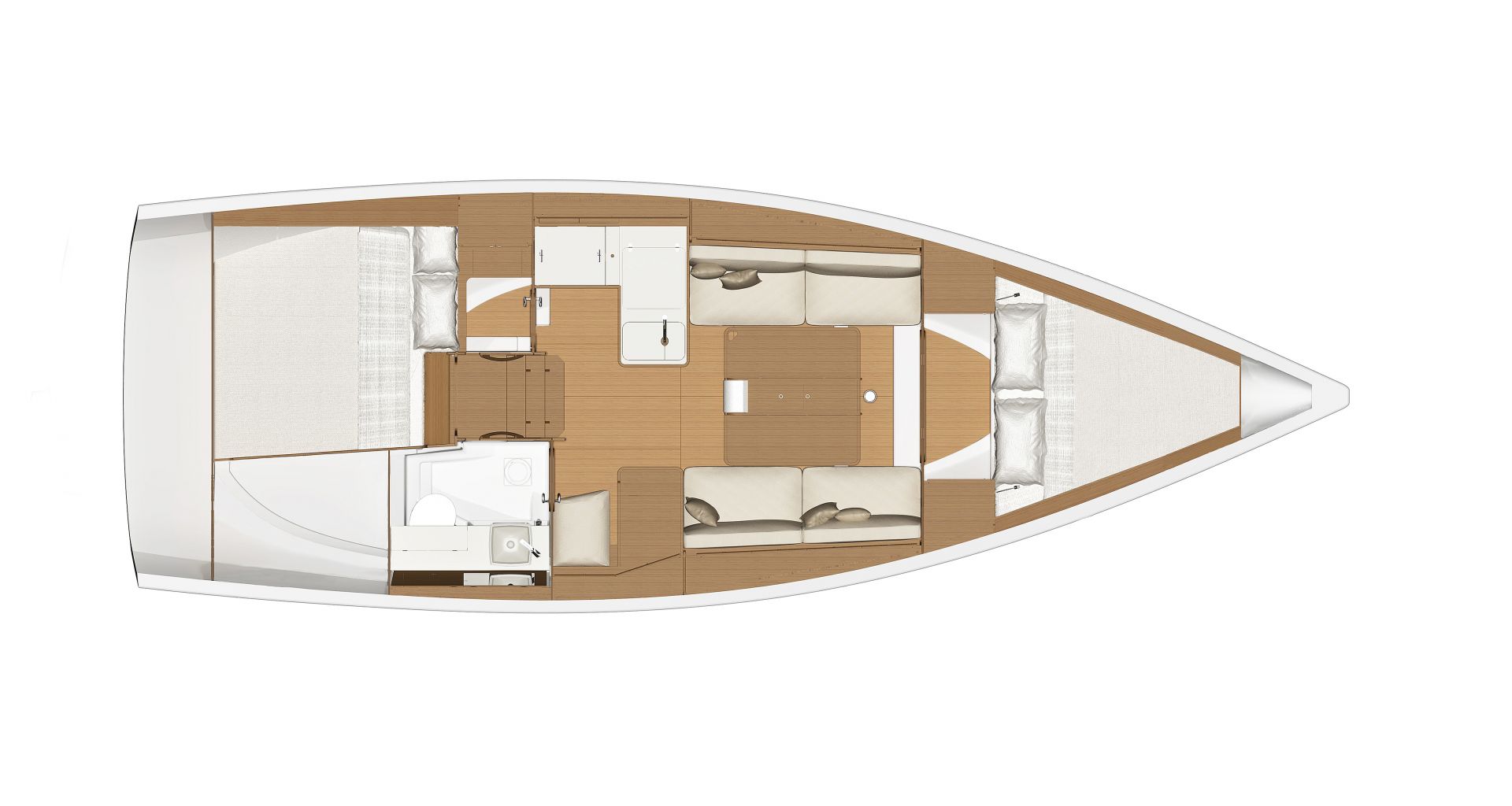 Dufour 360 GL – Grundriss 2 Kabinen