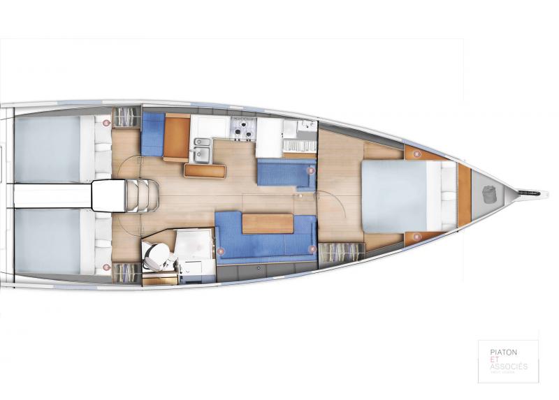Sun Odyssey 410 – Grundriss 3 Kabinen