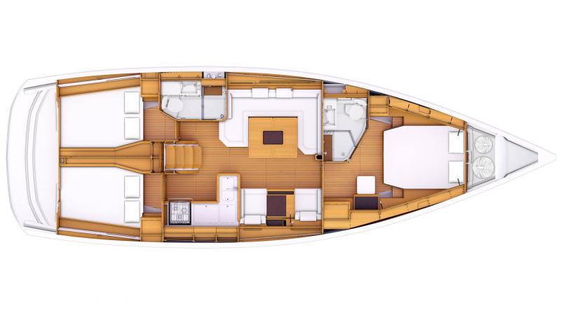 Sun Odyssey 479 – Grundriss 3 Kabinen