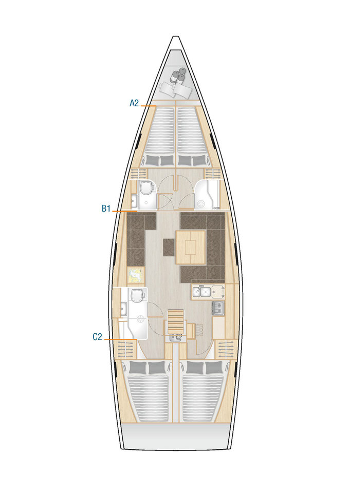 Hanse 458 (4cab/2wc) Sketch